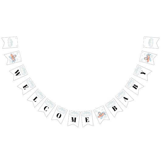 ようこそ飛行機ベビーシャワーペンギン バンティングフラッグ (全)