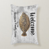 ようこそ魚釣りカレイファミリーネームフィ素朴ッシュ アクセントクッション (正面(垂直))