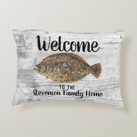 ようこそ魚釣りカレイファミリーネームフィ素朴ッシュ アクセントクッション (裏面)
