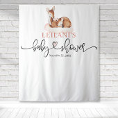 ようこそ鹿の赤ちゃんシャワーピンクの雲の背景 タペストリー