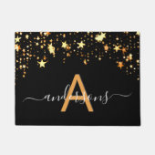 ようこそ黒い金ゴールド星は家族のモノグラムを滴下 ドアマット (正面)