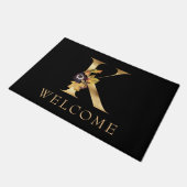 ようこそ黒と金ゴールド秋モノグラムLのDoormat ドアマット (アングル)