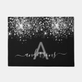 ようこそ黒銀グリッターダストファミリーモノグラム ドアマット (正面)