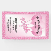 ようこそ100番カッコいい目の数字パターン – ピンク/白 横断幕 (横)