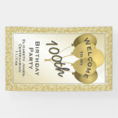 ようこそ100番クール目の数字のパターン-金ゴールド/白 横断幕 (横)