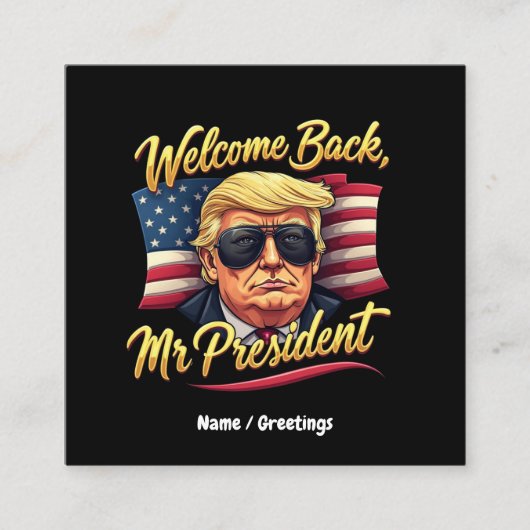 ようこそ2024年トランプ大統領祝の挨拶 スクエア名刺 (正面)