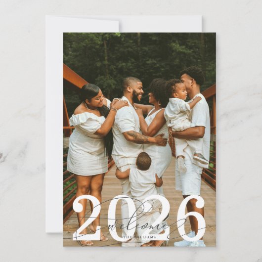 ようこそ2026タイポグラフィフォトホリデーカード シーズンカード (正面)