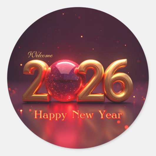 ようこそ2026年ハッピーニューイヤー ラウンドシール (正面)
