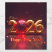 ようこそ2026年ハッピーニューイヤー ワインラベル (シングルラベル)