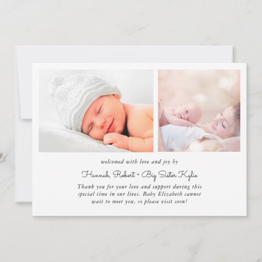 ようこそ3フォトコラージュベビー誕生 案内状 (裏面)