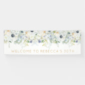 ようこそ30th誕生日パーティー名の花模様葉 横断幕 (横)