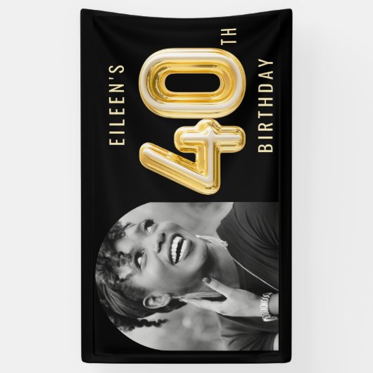 ようこそ40th誕生日パーティー写真 横断幕 (縦)