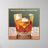 ようこそ5オクロッククラブミッドセンチュリーデザイン キャンバスプリント (正面)