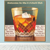 ようこそ5オクロッククラブミッドセンチュリーデザイン キャンバスプリント (インサイチュ (ウッドフロア))