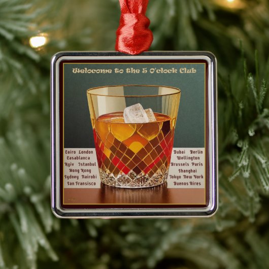 ようこそ5オクロッククラブミッドセンチュリーデザイン メタルオーナメント (ツリー)