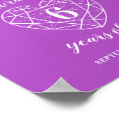 ようこそ6周年記念ハート紫パーソナライズされた色 ポスター (角)