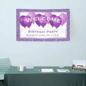 ようこそ65番目の誕生日番号パターン |紫/白 横断幕 (トレードショー)