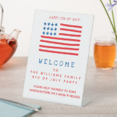 ようこそ7月4日パーティー- Covid Safety 台座サイン (インサイチュ)