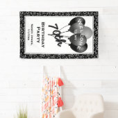 ようこそ70番目のパーティーの黒/白の数字のパターン 横断幕 (インサイチュ)