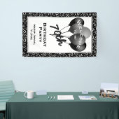 ようこそ70番目のパーティーの黒/白の数字のパターン 横断幕 (トレードショー)