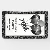 ようこそ70番目のパーティーの黒/白の数字のパターン 横断幕 (横)