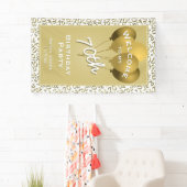 ようこそ70番目のパーティー金ゴールド/ホワイトナンバーパターン 横断幕 (インサイチュ)