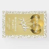 ようこそ70番目のパーティー金ゴールド/ホワイトナンバーパターン 横断幕 (横)