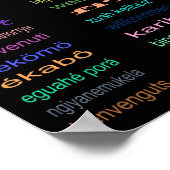 ようこそ80言語のポスターブラック ポスター (角)