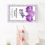 ようこそ85誕生日ナンバパッテンパープル/ホワイト 横断幕 (インサイチュ)