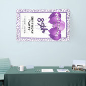 ようこそ85誕生日ナンバパッテンパープル/ホワイト 横断幕 (トレードショー)