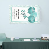 ようこそ85th誕生日ナンバパッテンティール（緑がかった色）/ホワイト 横断幕 (トレードショー)