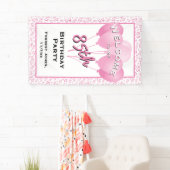 ようこそ85th誕生日ナンバパッテンピンク/ホワイト 横断幕 (インサイチュ)