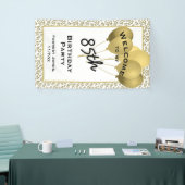 ようこそ85th誕生日ナンバパッテン金ゴールドと白 横断幕 (トレードショー)