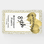 ようこそ85th誕生日ナンバパッテン金ゴールドと白 横断幕 (横)