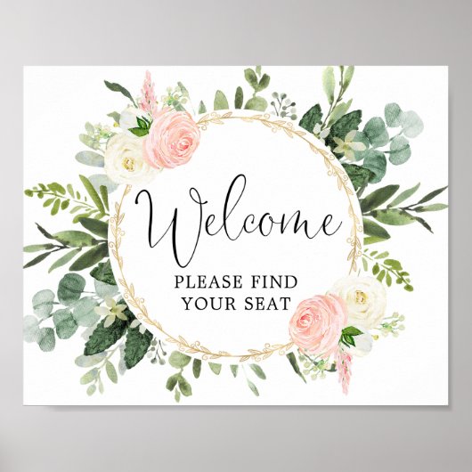 ようこそ、あなたの座席の看板ピンクの緑を見つけなさい ポスター (正面)