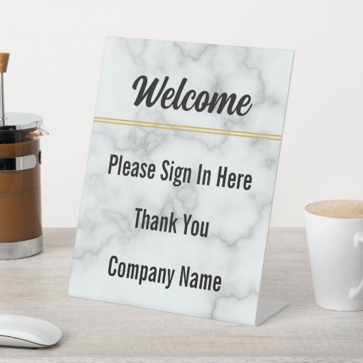 ようこそ、ここにMarbleにサインインしエレガントてフェイクください 台座サイン (インサイチュ)