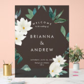 「ようこそ」エレガントフローラ結婚の発泡板 アクリルサイン (ウェディング)