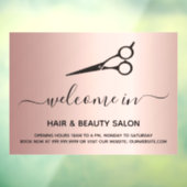 ようこそ オープンヘアサロン ローズゴールド ウィンドウサイン (シート3)