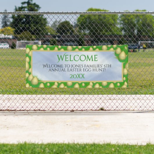 ようこそ-ゴールデンイースターエッグ狩り-テキスト 横断幕 (インサイチュ)