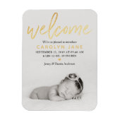 「ようこそ」ゴールドフォイル写真誕生のお知らせ マグネット (縦)