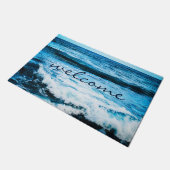 「ようこそ」ハワイターコイズブルー海波の写真 ドアマット (アングル)