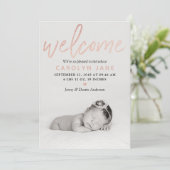 「ようこそ」バラゴールドフォイル写真誕生のお知らせ 案内状 (スタンド正面)