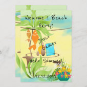 ようこそ！ビーチパーティー 招待状 (正面/裏面)