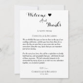 ようこそ&ユー感謝していスの結婚ゲストテーブルカード 招待状 (正面)