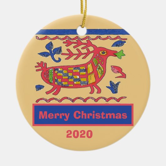 ようこそ、ヴィンテージ鹿、追加、編集文字 セラミックオーナメント (正面)