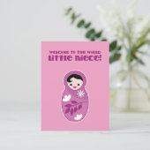 ようこそ、世界の小さな姪のバブシュカ人形かわいい ポストカード (スタンド正面)