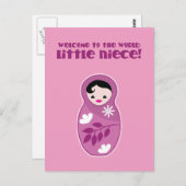 ようこそ、世界の小さな姪のバブシュカ人形かわいい ポストカード (正面/裏面)