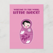 ようこそ、世界の小さな姪のバブシュカ人形かわいい ポストカード (正面)