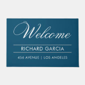 ようこそ|名前|住所モダン ドアマット (正面)