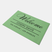 ようこそ|名前|住所モダン ドアマット (アングル)